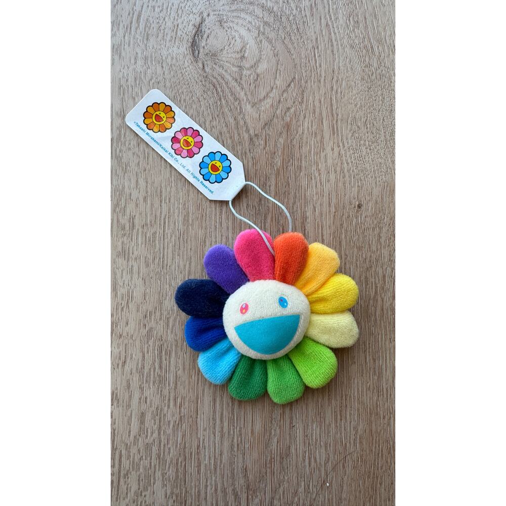 Takashi Murakami Kaikai Kiki Rainbow Flower Plush Pin Charm Keychain